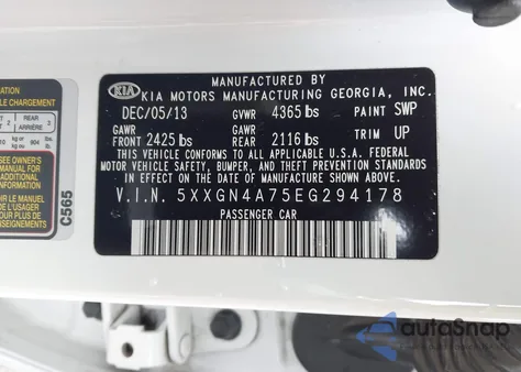 2014 Kia Optima Ex from USA, damaged, VIN 5XXGN4A75EG294178